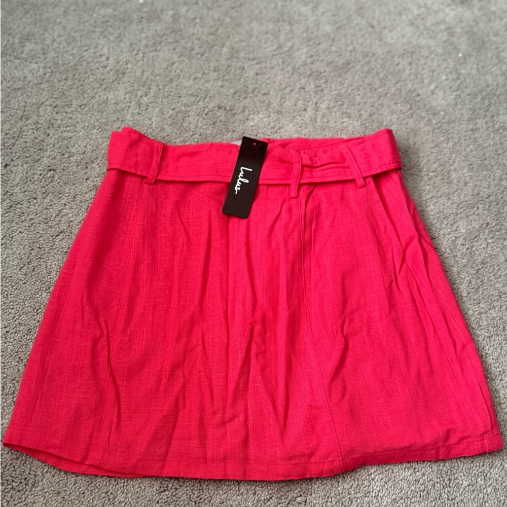 Lulu's Vibrant Pink Belted Mini Skirt